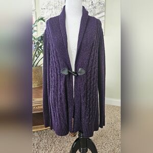 Iris Purple Women's Cable Knit Cardigan by Debbie Morgan